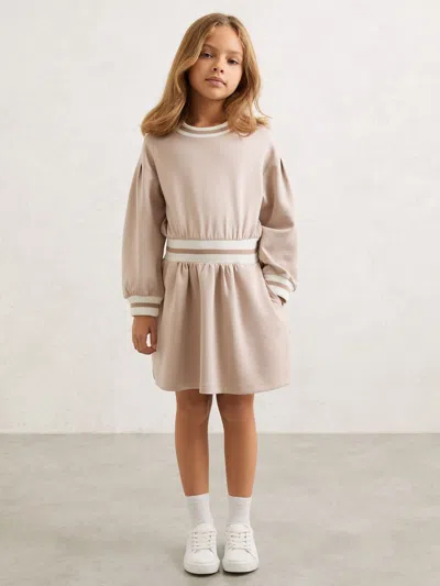 REISS REISS NEUTRAL GIOVANNA STRIPE-TRIM SWEATSHIRT DRESS
