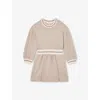 Reiss Neutral Giovanna Striped-trims Stretch-woven Dress 3-9 In Neutral