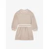 Reiss Neutral Giovanna Striped-trims Stretch-woven Dress 9-13 In Pink