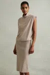 Reiss Neutral Petite Knitted Wool-cashmere Blouson Top Midi Dress In Neutral