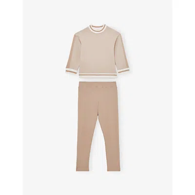 Reiss Kids' Jannie Oversized Jersey Sweatshirt And Legging Set 3 In Neutral