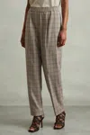 Reiss Neutral Check Elasticated Waist Tapered Trousers In Neutral