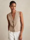 Reiss Womens Neutral Gaia Button-embellished Stretch-knit Vest In Neutral