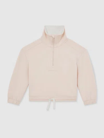 Reiss Neutral Laney 13-14 Yrs Premium Interlock Funnel-neck Zip Sweatshirt