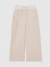 Reiss Neutral Wide-leg Interlock Drawstring Joggers In Neutral