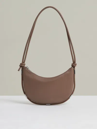 REISS REISS NEUTRAL HARRIET LEATHER ROPE STRAP SHOULDER BAG