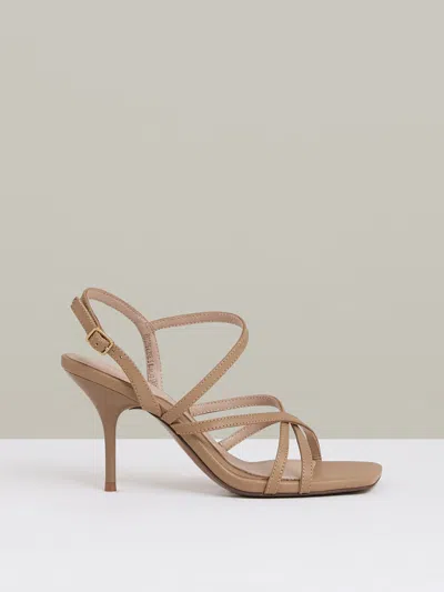 Reiss Neutral Leather Strappy Stiletto Sandals