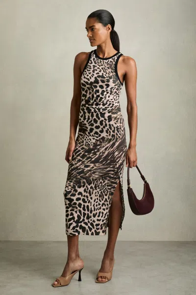 REISS REISS NEUTRAL LILY LEOPARD-PRINT JERSEY BODYCON DRESS