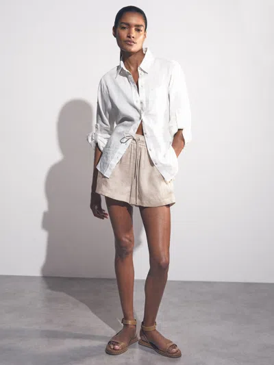 Reiss Neutral Linen-blend Drawstring Shorts