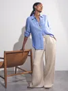 Reiss Neutral Linen-blend Wide-leg Trousers In Neutral