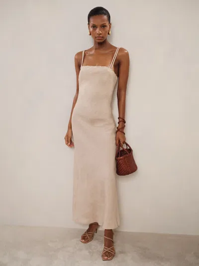 Reiss Neutral Linen Double-strap Slip Dress