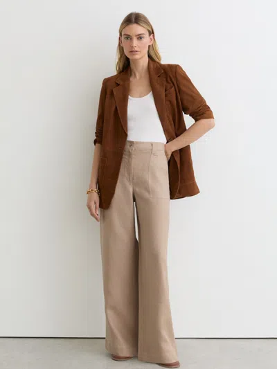Reiss Neutral Linen Wide-leg Trousers