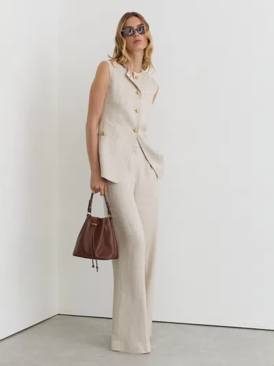Reiss Neutral Linen-blend Textured Long-line Waistcoat