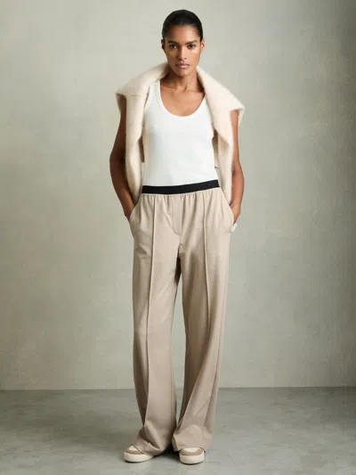Reiss Neutral Lucia Wide Petite Wide-leg Elasticated-waistband Trousers