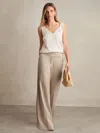 Reiss Neutral Lyocell-linen Wide-leg Trousers In White