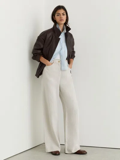 Reiss Neutral Lyocell-linen Wide-leg Trousers