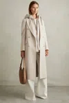 Reiss Neutral Maeve Wool Blend Double Breasted Blindseam Trench Coat In Gold