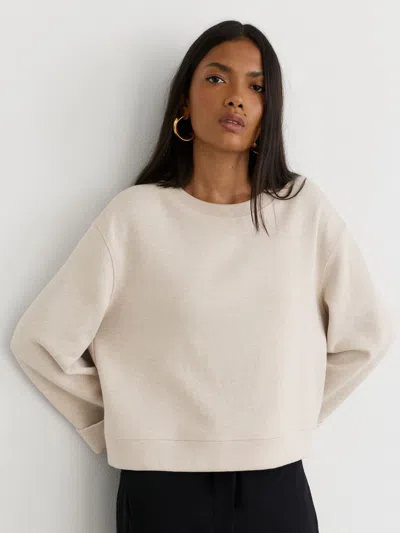 Reiss Neutral Marl Carmen Cotton-blend Sweatshirt With Cashmere