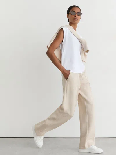 Reiss Neutral Marl Petite Premium Interlock Wide-leg Joggers