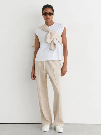 Reiss Neutral Marl Premium Interlock Wide-leg Joggers