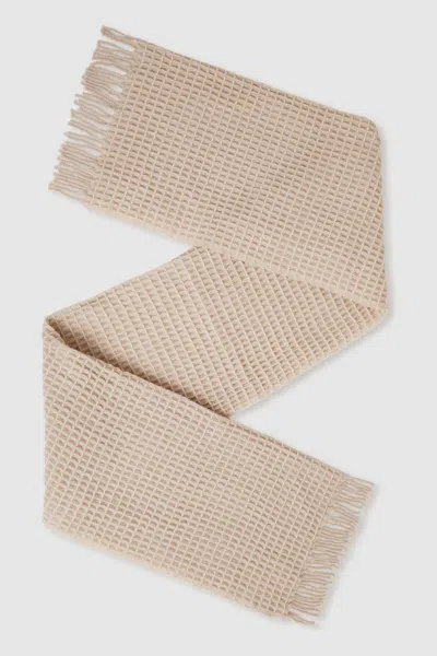 Reiss Neutral Wool Waffle Scarf
