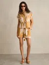 Reiss Womens Neutral Hannah Palm-print Woven Shirt In Neutral