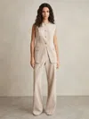 Reiss Neutral Petite Flared Tailored Trousers