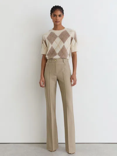 Reiss Neutral Petite Flared Twill Seam-detail Trousers