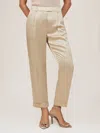 Reiss Neutral Petite Satin Tapered Trousers In Neutral