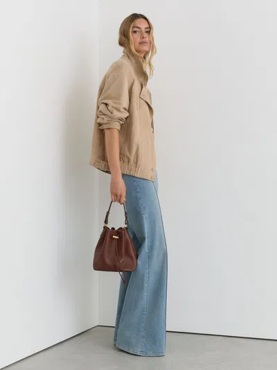 Reiss Neutral Petite Suede Oversized Jacket