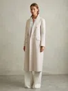 Reiss Neutral Petite Wool-blend Double-breasted Blindseam Coat In Neutral