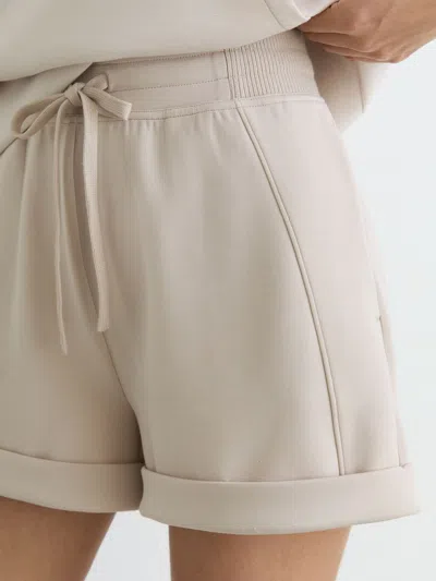 Reiss Neutral Premium Interlock Drawstring Shorts