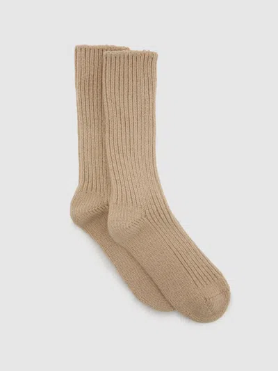 Reiss Neutral Rib-knit Socks With Cashmere