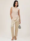 Reiss Neutral Satin Tapered Trousers
