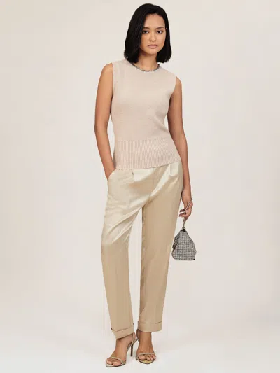 Reiss Neutral Satin Tapered Trousers