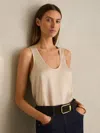 Reiss Neutral Silk-front Cami Top In Brown
