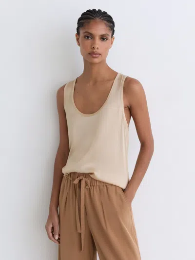 Reiss Neutral Silk-front Cami Top