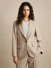 Reiss Neutral Single-breasted Textured Suit Jacket Wool-blend In Gray