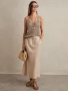 Reiss Womens Neutral Roxi Drawstring-waist Linen Maxi Skirt