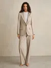 Reiss Neutral Straight-leg Textured Wool-blend Suit Trousers