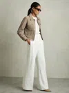 Reiss Neutral Suede Trucker Jacket