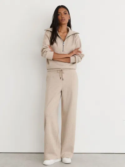 Reiss Neutral Sylvie Herringbone Wide-leg Drawstring Joggers In Purple