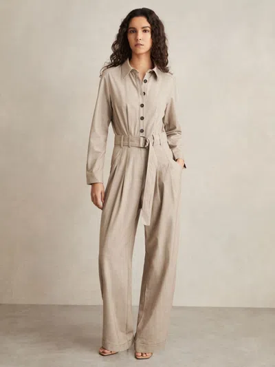 REISS NEUTRAL TAILORED WIDE LEG JUMPSUIT