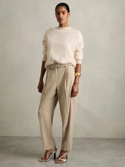 Reiss Neutral Tapered Belted Trousers