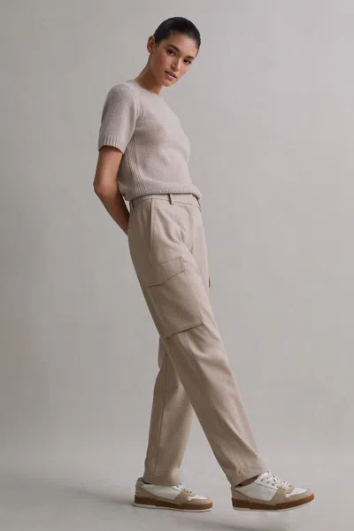 Reiss Neutral Mid Rise Cargo Trousers