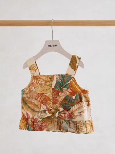 Reiss Kids'  Neutral Violeta 13-14 Yrs Cotton Printed Crop Top In Multi