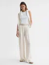 Reiss Neutral Wide Leg Elasticated Trousers In Neutral