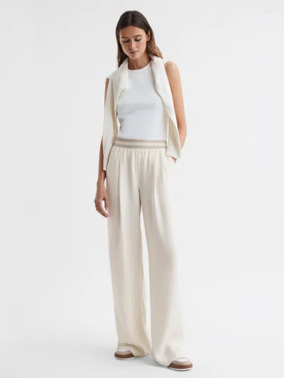 Reiss Neutral Wide Leg Elasticated Trousers