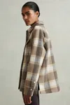 Reiss Neutral Wool Blend Checked Shacket In Neutral