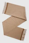 Reiss Neutral Wool Blend Dogtooth Embroidered Scarf